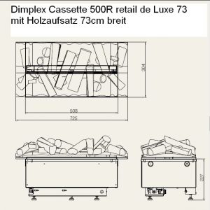 Dimplex Cassette 500R retail de Luxe 73 Kamineinsatz Opti-myst 3D