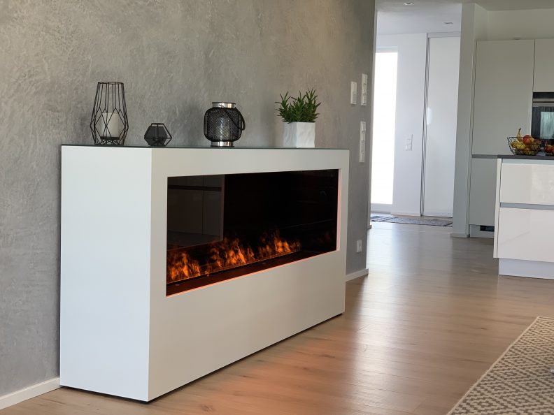 LINEA Xxxl Wandkamin mit Opti-Myst Effektfeuer Linienfeuer 153 cm breit