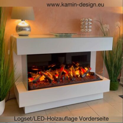 Panoramakamin Concept4L100-LogSet1000-Frontseite-3seitig einblickbares Feuer