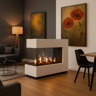 ASPECT 1350-Multi Raumteiler-Elektrokamin mit Holzfeueroptik und integrierter Cassette 1000 Multi