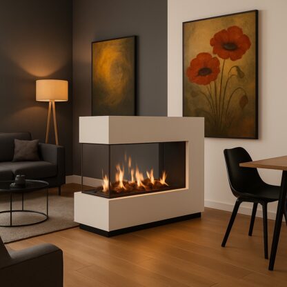 ASPECT 1350-Multi Raumteiler-Elektrokamin mit Holzfeueroptik und integrierter Cassette 1000 Multi